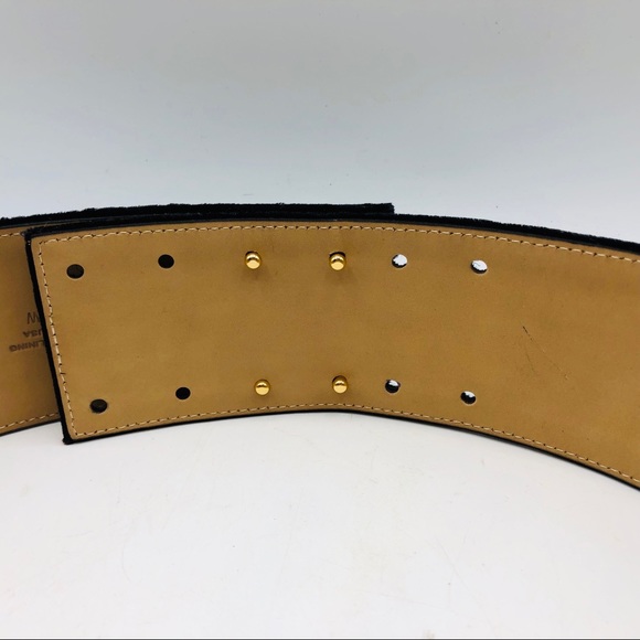 St John women’s Belt. Sz S Black Velvet with Rhinestones  2.25” wide.  34” long main image 4